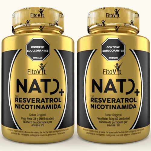 FÓRMULA 3-EN-1: NAD+ RESVERATROL NICOTINAMIDA (60 Masticables)